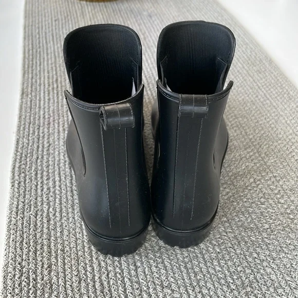 A New Day Black Ankle Rain Boots Booties Size 9 - Picture 3 of 7